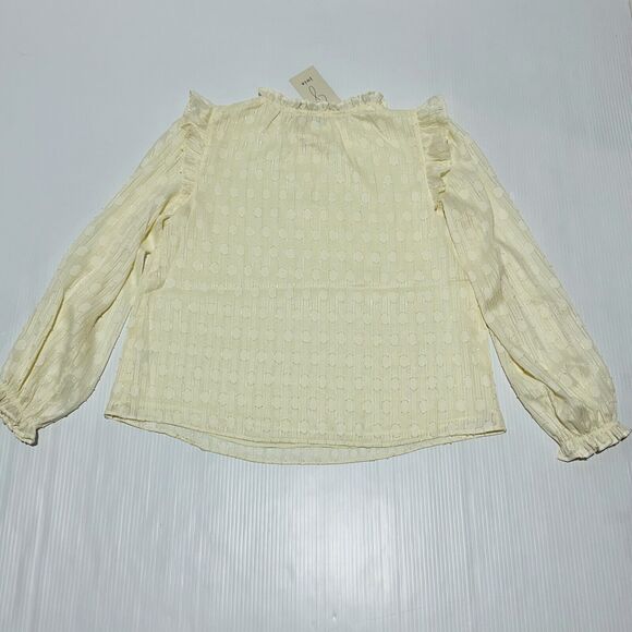 Joie Blouse Top Women's Small Ivory Ruffle Crew Neck Balloon Sleeve Pullover NWT - Picture 2 of 8